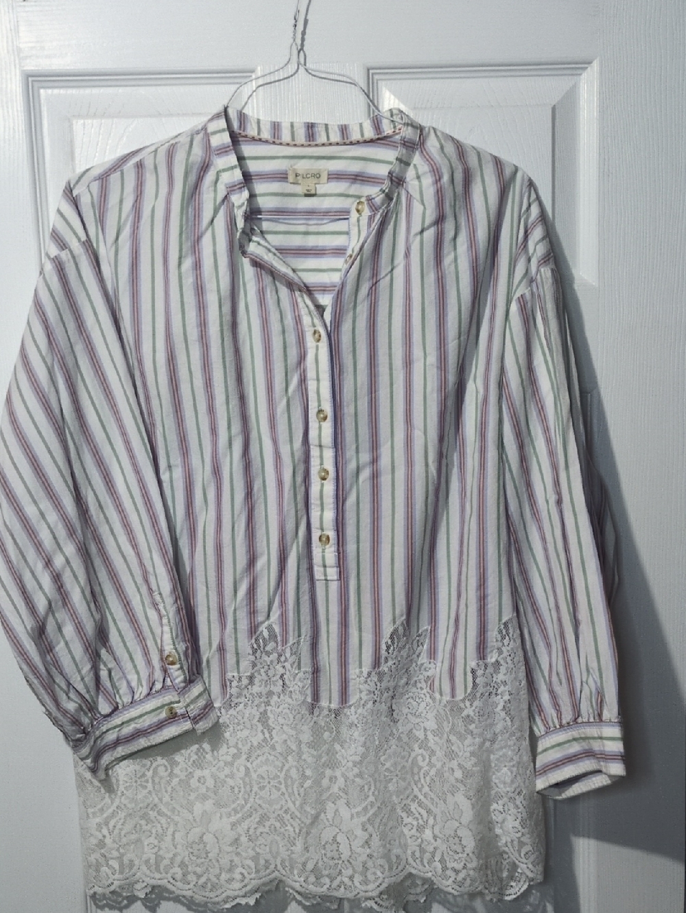 Pilcro Anthropologie Long Sleeve Lacey Tunic Top Cottagecore Feminine Dainty L